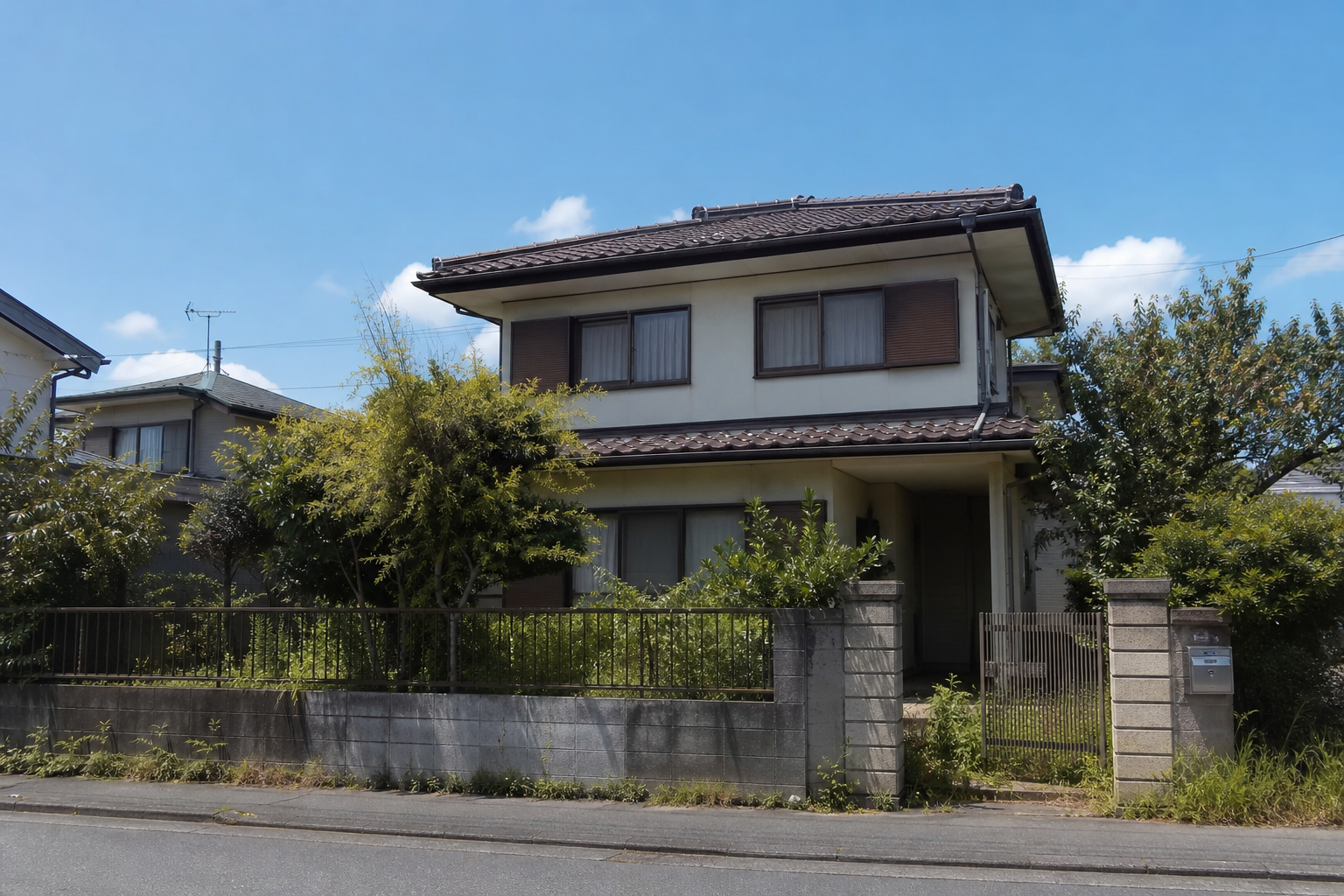 昭島市の空き家調査結果記事のアイキャッチとして、やや古くなった戸建て住宅を写した写真調イメージ